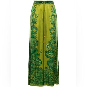 ALEMAIS silk satin Solaris pants, green, size 2 US